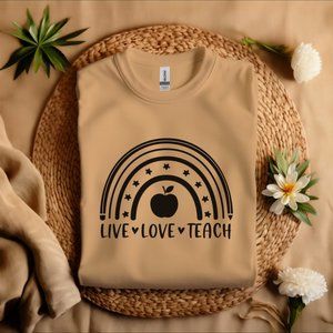 S15 Live Love Teach Shirt, Teacher Shirts, Teacher T-shirts, Teacher Women Shirt